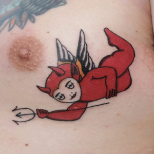 Old School devil tattoo by Chris McGuire