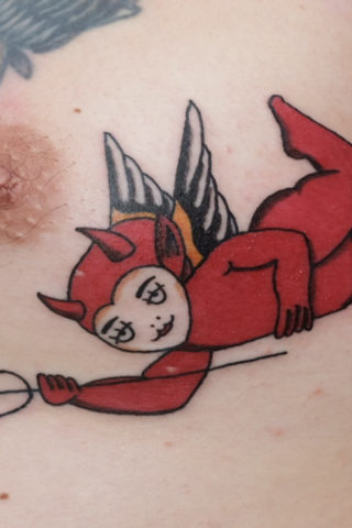 Old School devil tattoo by Chris McGuire