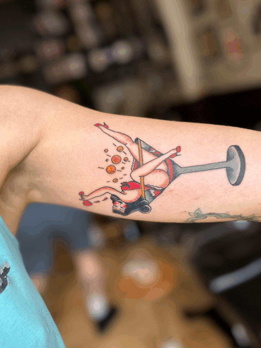 inner arm tattoo by Chris at Storyville Tattoo Studio London Martini glass